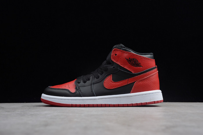 kids air jordan 1 retro high og banned bred black red 555088-001