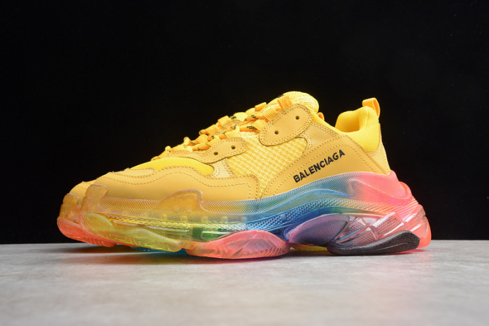 blcg sneaker triple.s.gomma colore jaune-rainbow noir