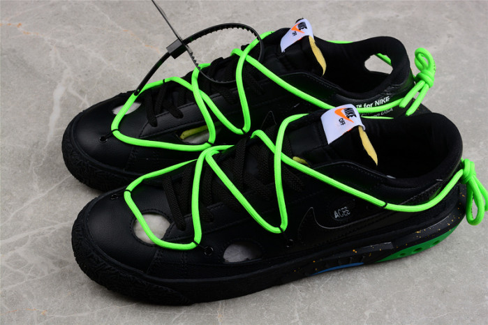 ow x nike blazer low black green dh7863-001