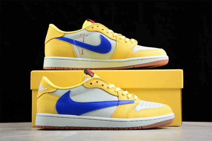 kids travis scott x air jordan 1 low og “canary” dz4137-700