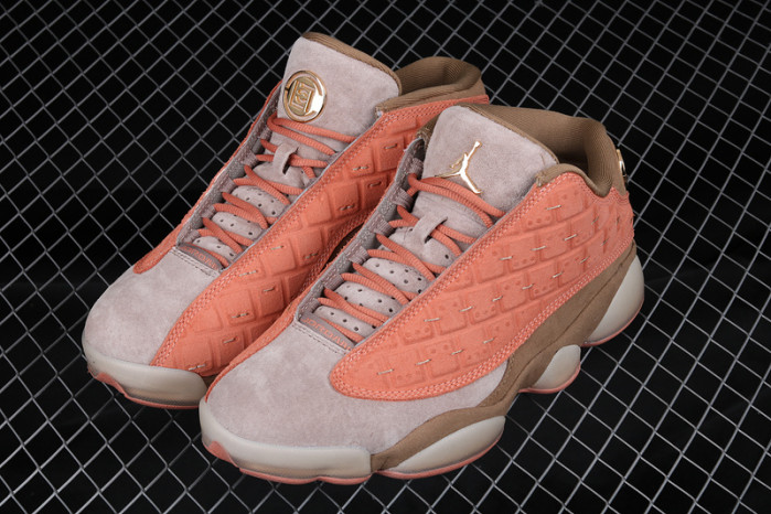 clot x air jordan 13 low sepia stone/canteen-terra blush at3102-200