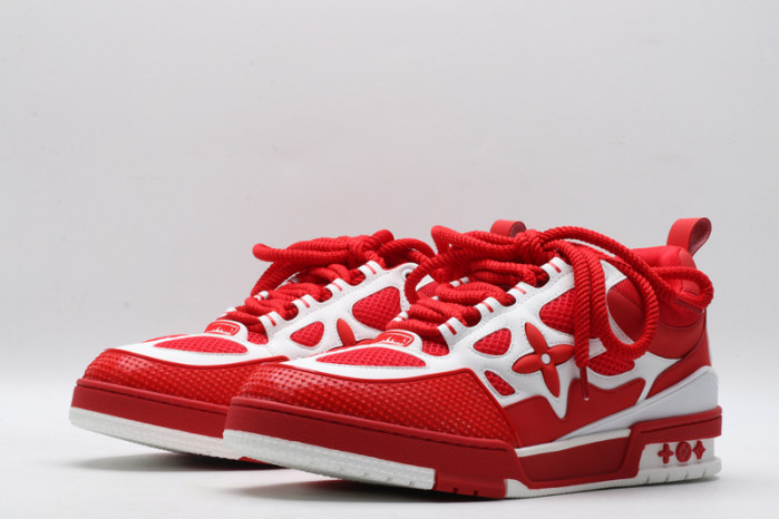 louiv skate sneaker red white