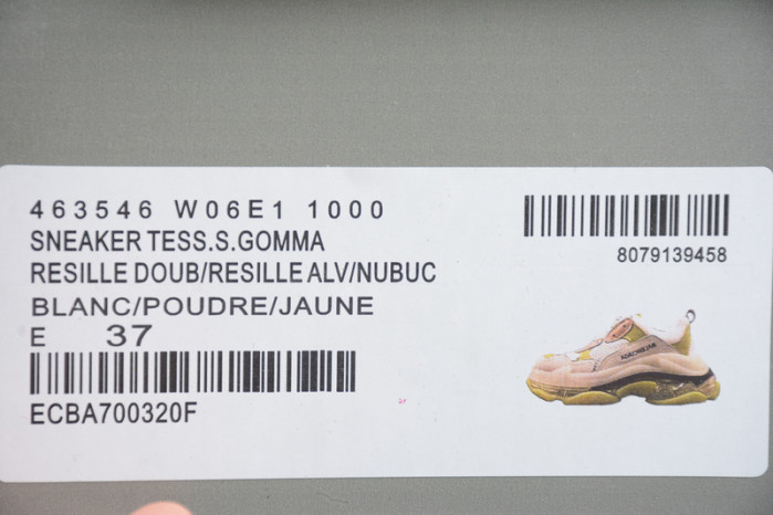 blcg sneaker triple.s.gomma blanc poudre jaune