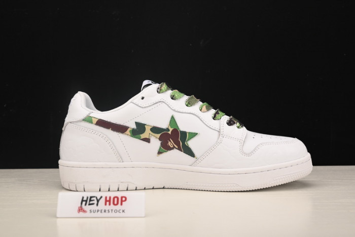 a bathing ape bape sta low white abc camo green hp33-102