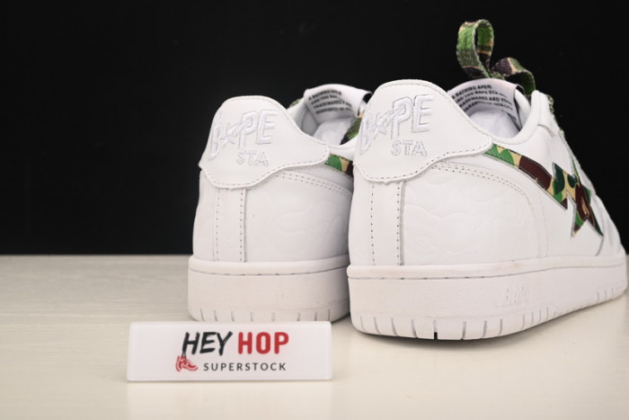 a bathing ape bape sta low white abc camo green hp33-102