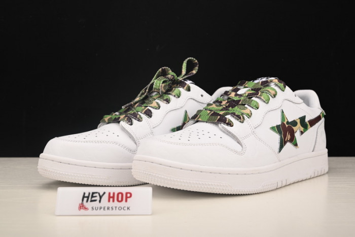 a bathing ape bape sta low white abc camo green hp33-102