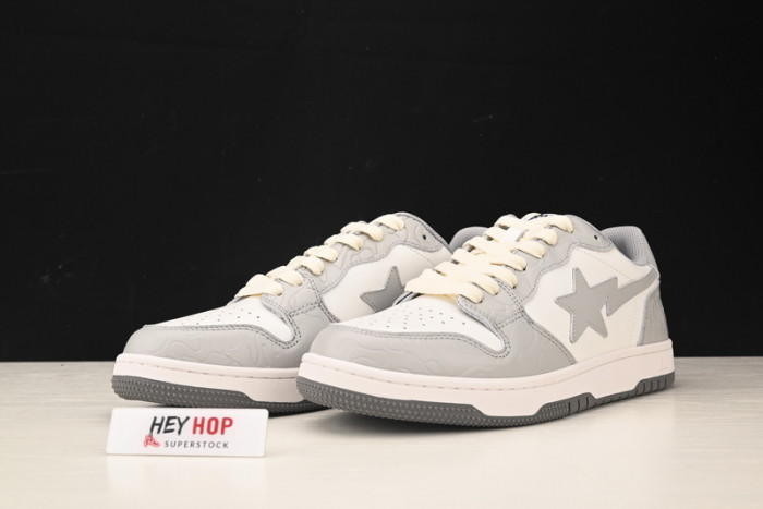 a bathing ape court sta light grey cream hp33-121