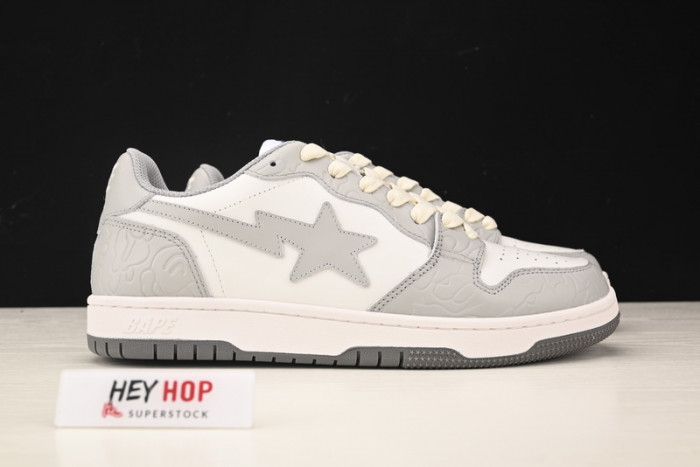 a bathing ape court sta light grey cream hp33-121
