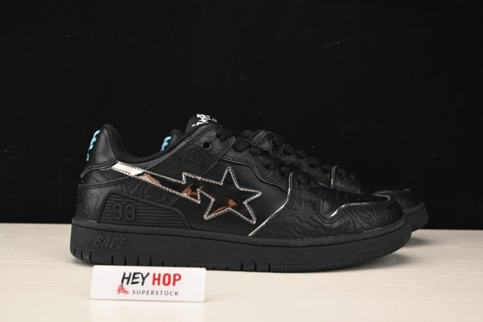 a bathing ape bape sk8 sta black silver hp33-119