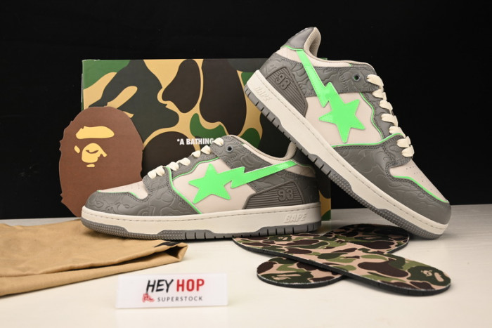 a bathing ape bape sk8 sta grey green hp33-111