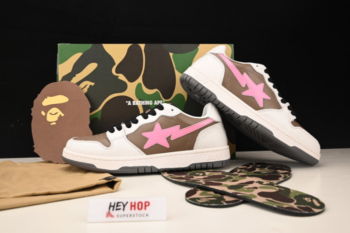 a bathing ape bape court sta brown pink hp33-118