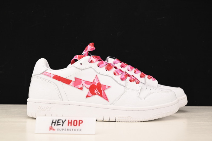 a bathing ape bape sta low white abc camo pink hp33-116