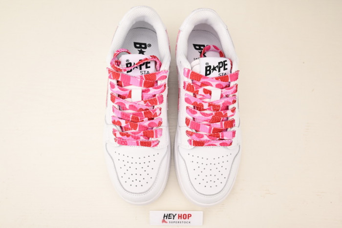 a bathing ape bape sta low white abc camo pink hp33-116
